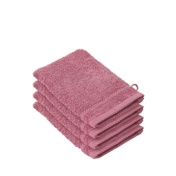 STEPHANIE - Set med 4 handskar - 100 % kammad bomull - Karminrosa färg - 540 g-m²