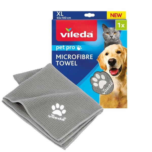 Servett för djur - VILEDA - PET Pro Mikrofiberhandduk XL - 65 x 100 cm - 100% Mikrofiber - Tvättbar