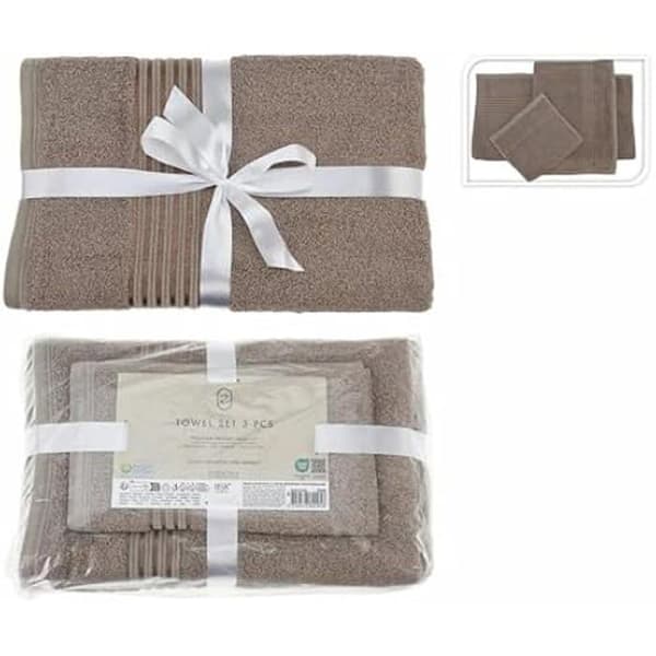 Badlakan - BIGBUY HOME - Essentials Taupe handduksset - Flerfärgad - 3 stycken