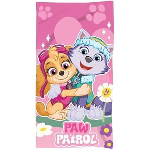 Badenhandduk - PAW PATROL - Skye och Everest - 70 x 140 CM - Flerfärgad - Tvättbar