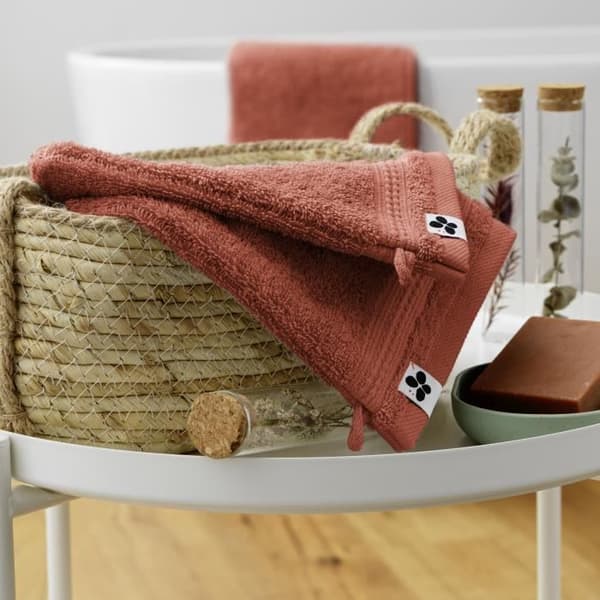 Set med 2 GARANCE handskar 100% ekologisk bomull 600 g-m² 15 x 21 cm färg Terracotta