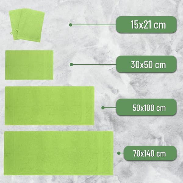 NatureMark Set av handdukar 10 st. 500gsm Grön SET 5 (10 st mix)