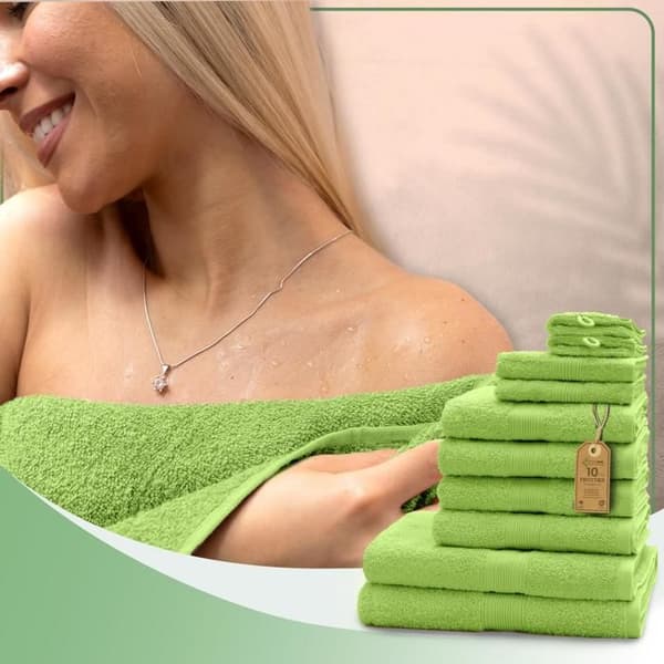 NatureMark Set av handdukar 10 st. 500gsm Grön SET 5 (10 st mix)