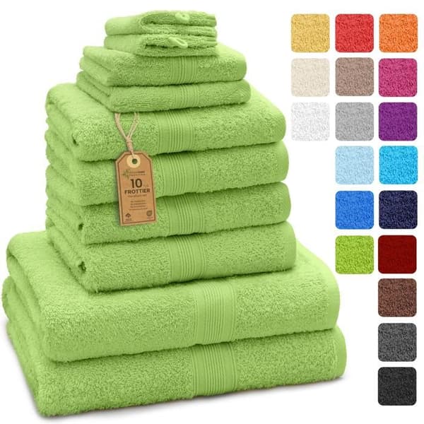 NatureMark Set av handdukar 10 st. 500gsm Grön SET 5 (10 st mix)