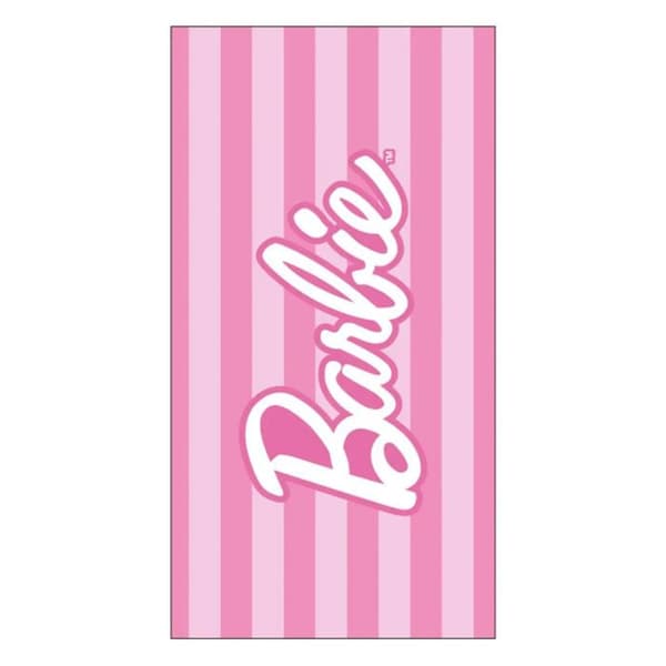 Barbie badhandduk - DISNEY - Rosa och vita ränder - 100 % bomull - 76,2 x 152,4 cm