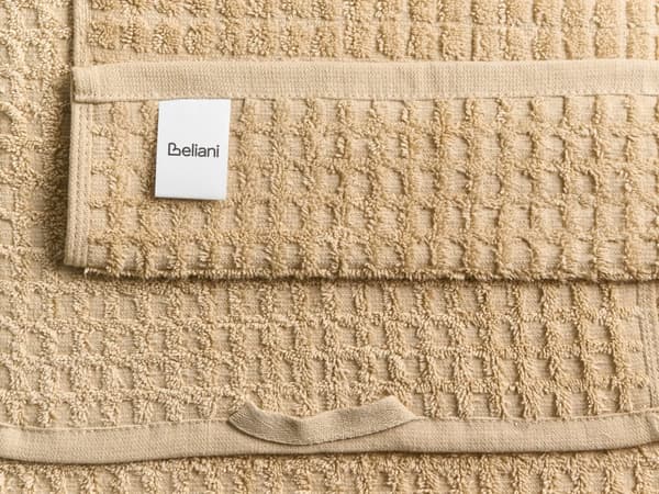 Sett med 9 Håndklær Sand Beige Bomull Lav Vridning Gjestehåndklær