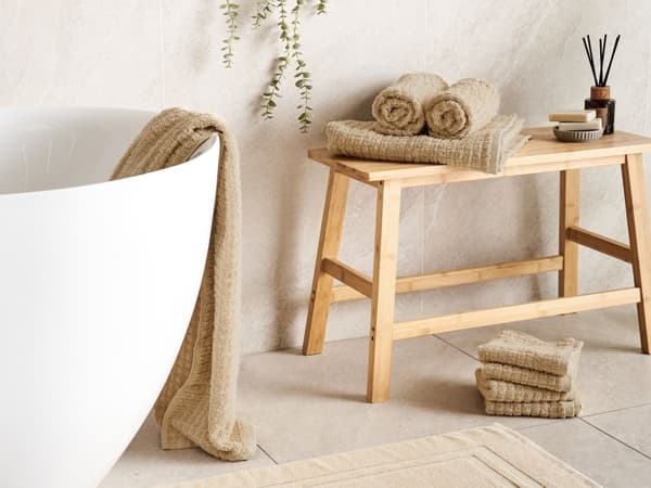 Håndklæder Beige bomuld Low Twist gæstehåndklæder og bademåtte Sæt med 9