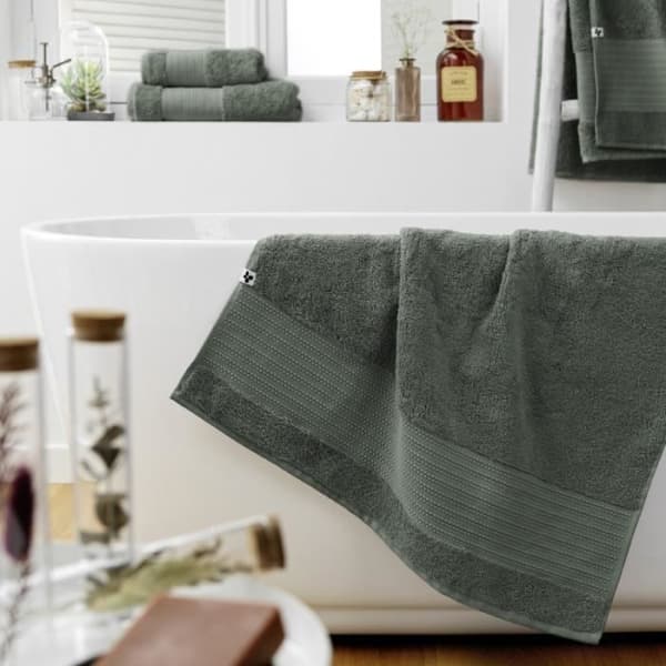 Duschhandduk "Garance" 70 x 130 cm / 100% Ekologisk Bomull / 600 gr/m² l'Effet Papillon - Garance Romarin - Duschhandduk 70 x 130 cm -
