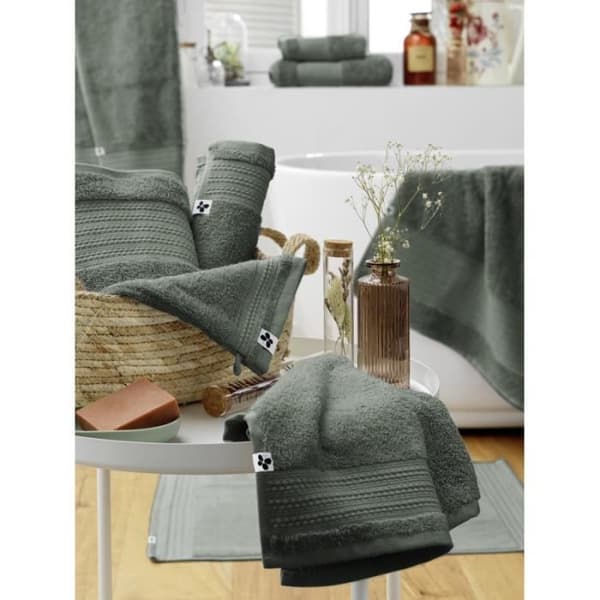Set med 2 tvättlappar "Garance" 15 x 21 cm / 100% Ekologisk Bomull / 600 gr/m² l'Effet Papillon - Garance Romarin - Set med 2 tvättlappar