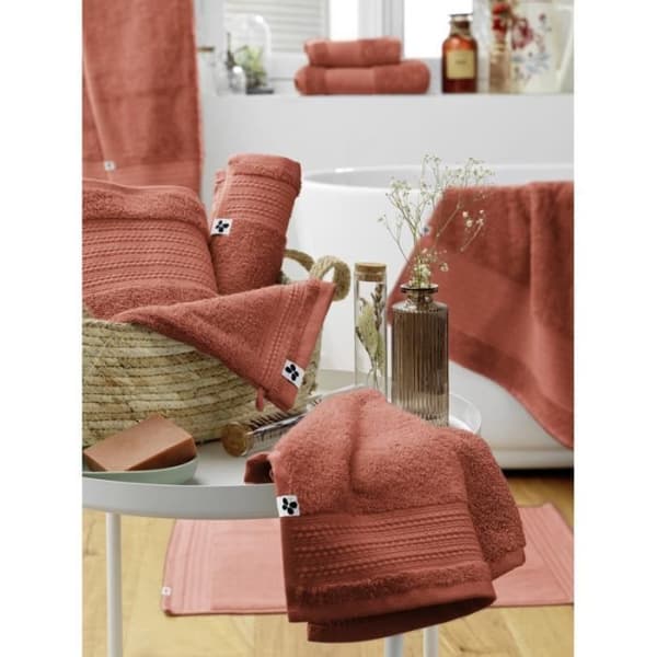 Duschhandduk "Garance" 70 x 130 cm / 100% Ekologisk bomull / 600 gr/m² l'Effet Papillon - Garance Terrakotta - Duschhandduk 70 x 130 cm