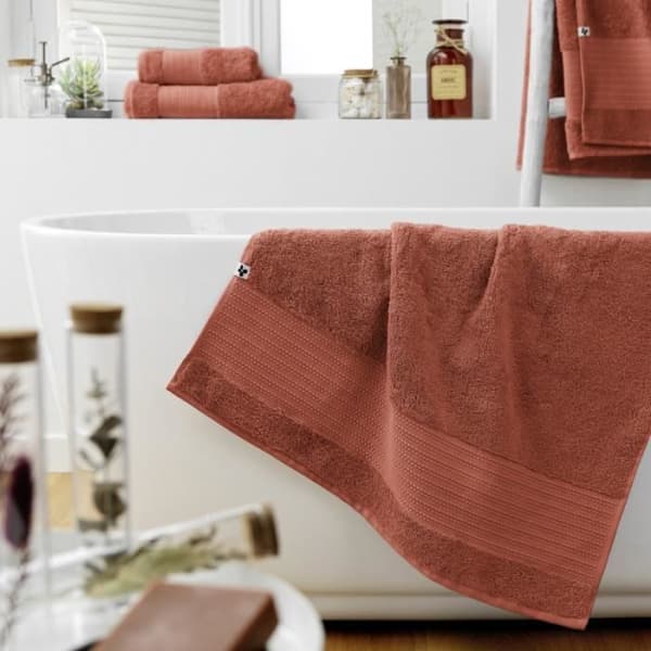 Duschhandduk "Garance" 70 x 130 cm / 100% Ekologisk bomull / 600 gr/m² l'Effet Papillon - Garance Terrakotta - Duschhandduk 70 x 130 cm