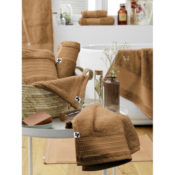 Set med 2 tvättlappar "Garance" 15 x 21 cm / 100% Ekologisk Bomull / 600 gr/m² l'Effet Papillon - Garance Kamel - Set med 2 tvättlappar