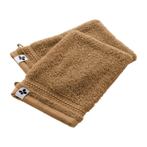 Set med 2 tvättlappar "Garance" 15 x 21 cm / 100% Ekologisk Bomull / 600 gr/m² l'Effet Papillon - Garance Kamel - Set med 2 tvättlappar