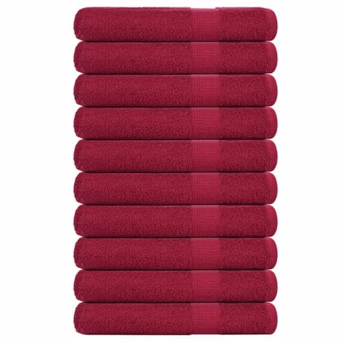 Handdukar 10 st vinröd 100x200 cm 360 gsm 100% bomull