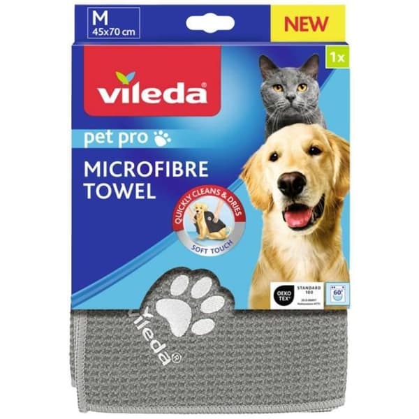 Djurfilt - Vileda - Pet Pro - Mikrofiber - Ljusgrå - 1 st