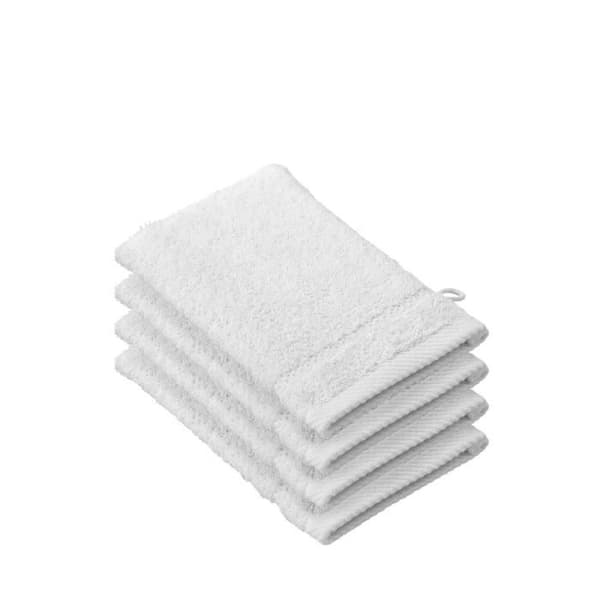 Tvättvantar - STEPHANIE - 4-pack - 100% kammad bomull - 540 g/m² - Färg: Grön Vit