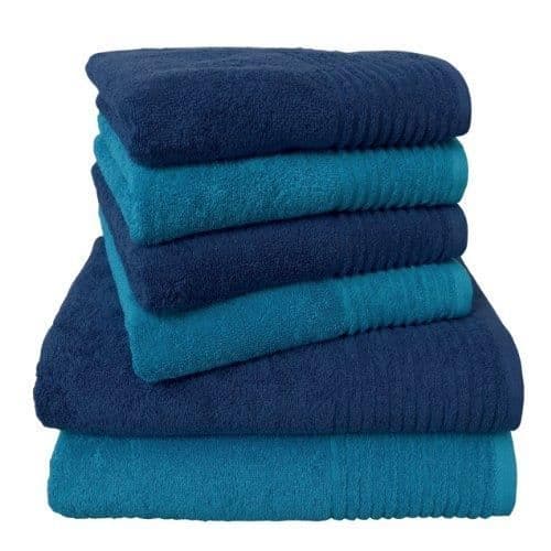 Dyckhoff Brillant Set med 2 badlakan och 4 handdukar blå/turkos 70 x 140 cm och 50 x 100 cm - 0410996440