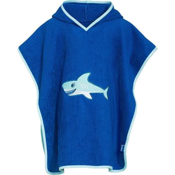 Pojkbadrock - Lekskor - Terry Poncho - Huva - Shark - One Size - Blå