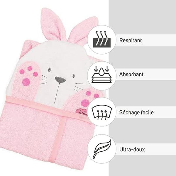 Barnrock - Ti-Tin - Design med kaninöron - Rosa - 6 till 18 månader - Frotté bomull