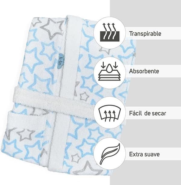 Barnslig badrock - TI-TIN - Ljusblå - Mjuk - Absorberande - 0 till 12 månader