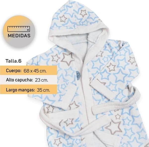 Barnkappa - TI-TIN - Ljusblå - Mjuk och Absorberande - 5 till 6 år - Stjärnmönster