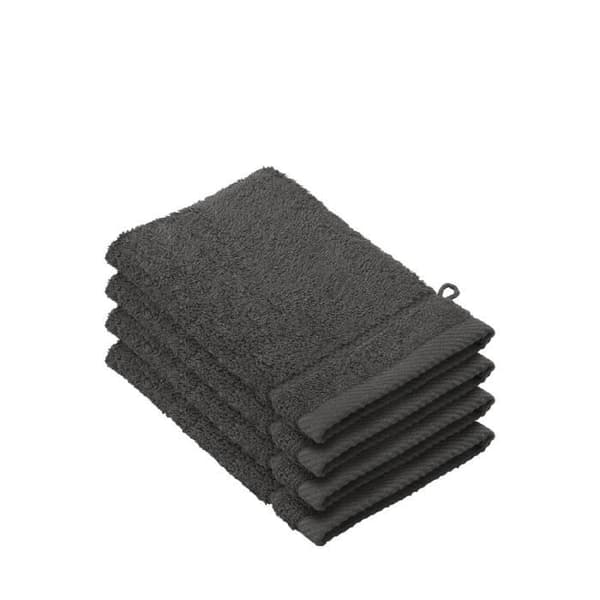 Tvättsvampar - STEPHANIE - 4-pack - 100% kammad bomull - Mörkgrå Ebony - 540 g/m²