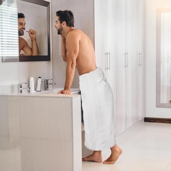 Set med badlakan - UTOPIA TOWELS - 2 delar - 90x180 cm - 100% Bomull - Vit