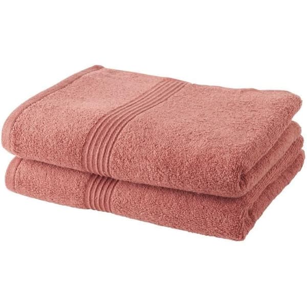 TODAY Sæt med 2 badehåndklæder 100% bomuld - 50x100 cm - Terrakotta