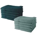 Miniatyrbild 1 av 2: 10-pack TODAY-handdukar 50x90 cm 100 % bomull - 5 påfågel + 5 celadon