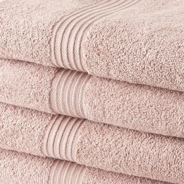 TODAY Sæt med 4 badehåndklæder i 100% bomuld - 50x100 cm - Sandrosa