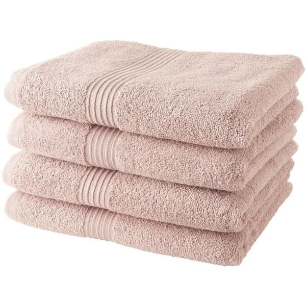 TODAY Sæt med 4 badehåndklæder i 100% bomuld - 50x100 cm - Sandrosa