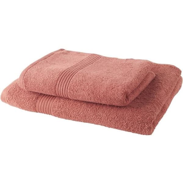 TODAY Set med 1 badlakan 100% bomull 70x130 cm + 1 badhandduk 50x100 cm - Terrakotta