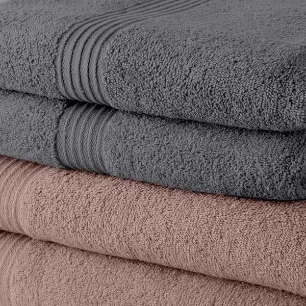 Sæt med 5 TODAY badelagner 70x130 cm 100% bomuld - 3 sandrose + 2 stål