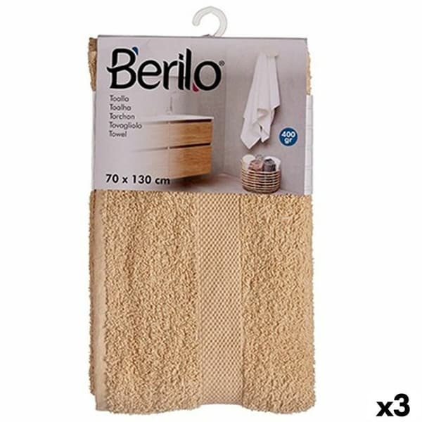 Badhandduk Berilo 89658 Kräm 80 % bomull 20 % Polyester 70 x 130 cm (3 antal)
