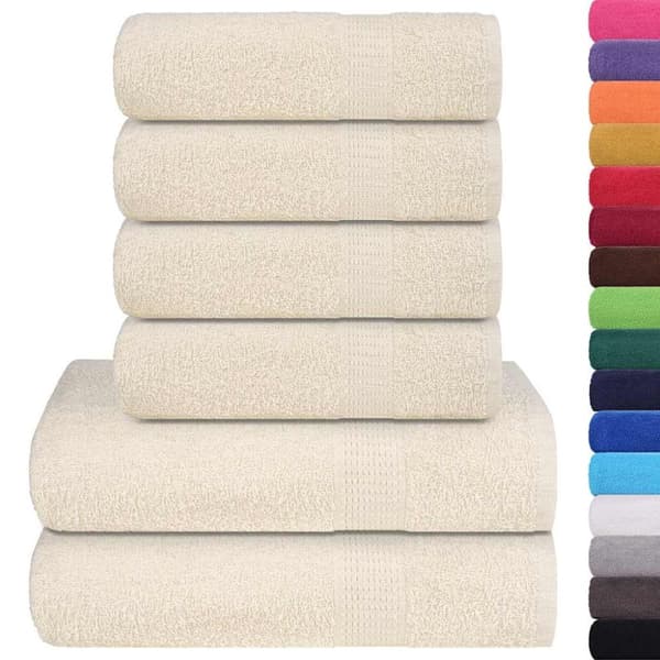 Handdukar 6 st gräddvit 360 gsm 100% bomull