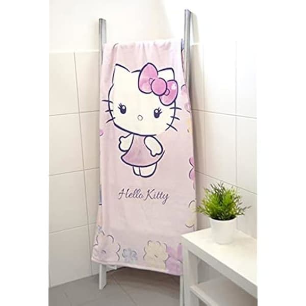 Badhandduk - HERDING - Hello Kitty - 75 x 150 cm - 100% Bomull - Absorberande Velour