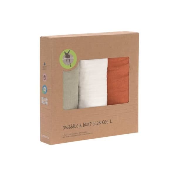 Muslin swaddles - LÄSSIG - Little Forest - 3 st - 85 x 85 cm - Ekologisk bomull