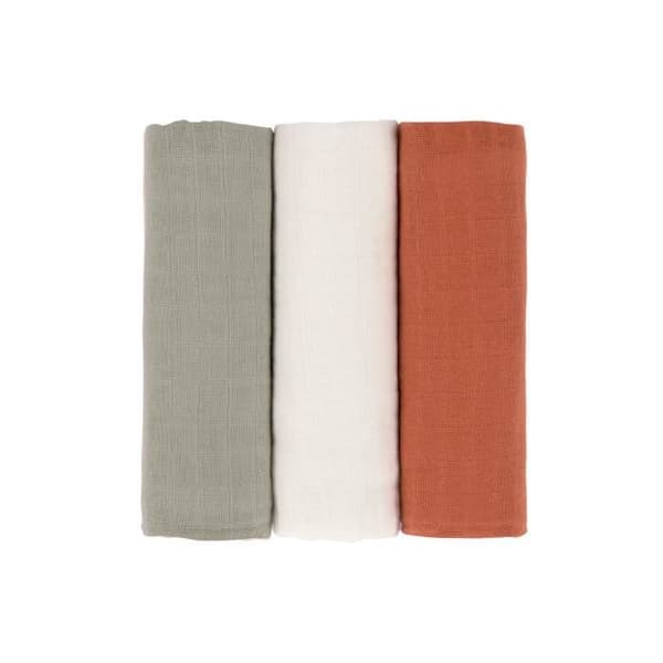 Muslin swaddles - LÄSSIG - Little Forest - 3 st - 85 x 85 cm - Ekologisk bomull