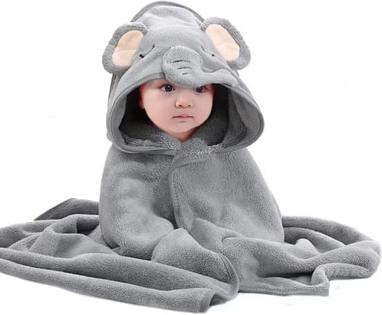 Lollanda Frakkehåndklæde Baby 80x80 cm, Baby Tørrehåndklæde med Vaskeklud - Blød med Søde Ører og Vaskeklud