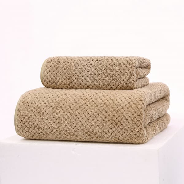 Sæt med mikrofiberhåndklæder - 35x75 cm og 70x140 cm, beige