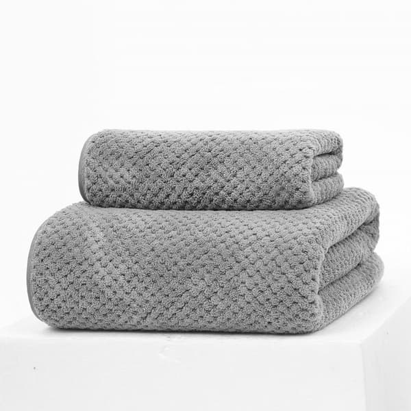 Set med mikrofiberhanddukar - 35x75 cm och 70x140 cm, ljusgrå