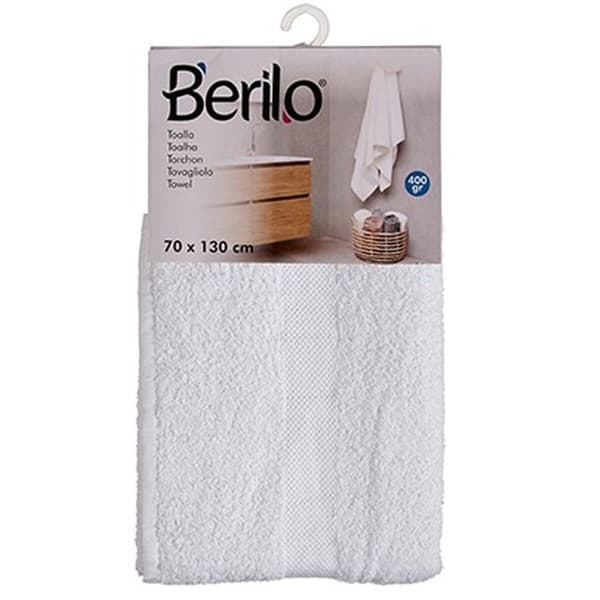 badelagen Berilo 89678 Hvid 80 % bomuld 20 % Polyester 70 x 130 cm (3 enheder)