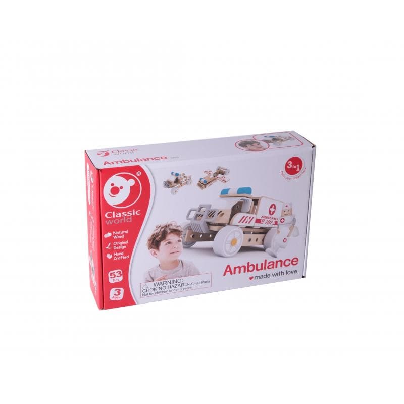 Byggstenar Ambulans Ambulans Kids Toy Classic Trä Trä