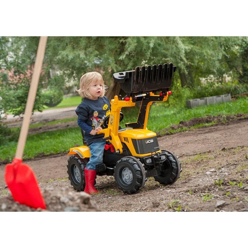 Rolly Leksaker Rollyfarmtrac traktor på JCB-pedaler med en sked av tysta hjul