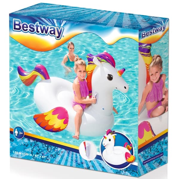 Bestway Bademadrass 1,55 m x 1,19 m, Fantasy Unicorn