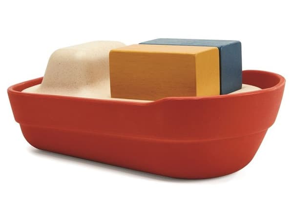 Plan Toys - Stor röd modulbåt 21 cm - BYXA