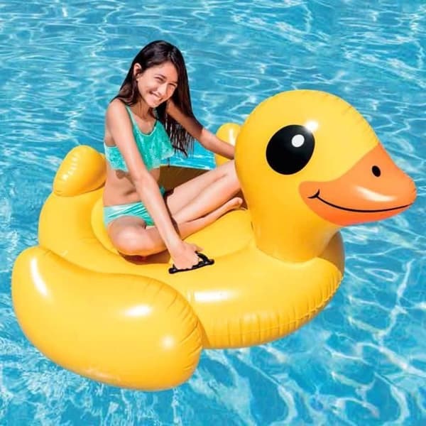 Yellow Duck Uppblåsbar Ride On Booy - INTEX - Poolspel - 2 grepphandtag
