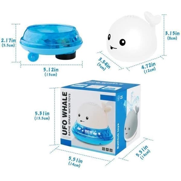 Babybadleksaker, 2 i 1 elektriska valbadleksaker Induktionssprinkler vattenspruta leksak med LED-ljus