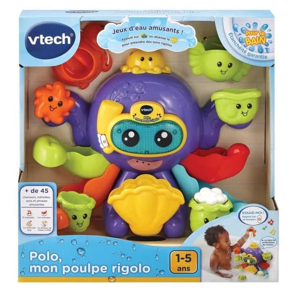 VTECH BABY Interactive Bath Toy - Polo, My Funny Octopus - Flerfärgad - För spädbarn från 1 till 5 år gamla