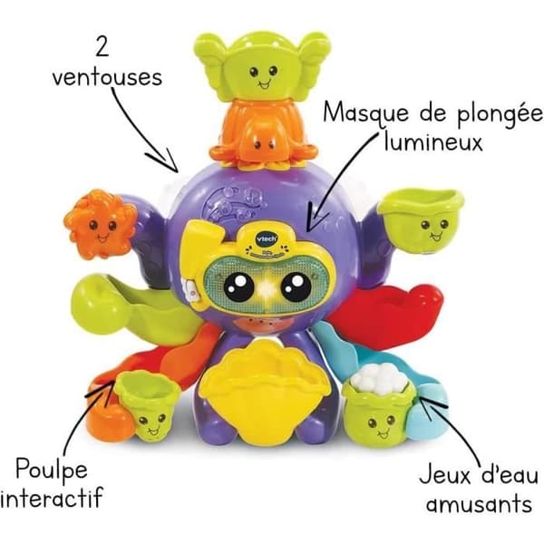 VTECH BABY Interactive Bath Toy - Polo, My Funny Octopus - Flerfärgad - För spädbarn från 1 till 5 år gamla